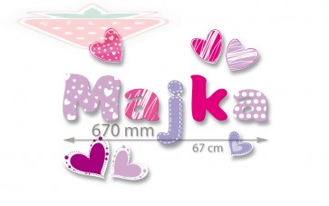 Betűk a gyermek nevével - minta Nr.05 szívek rózsaszín