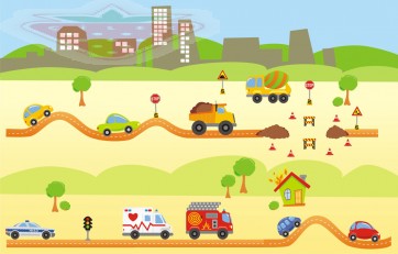 Autók - város - közepes készlet 1m2