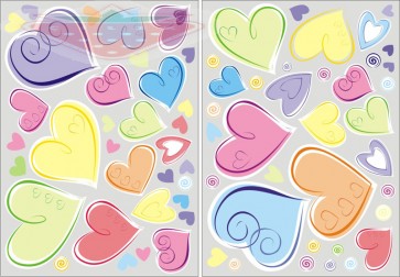 Matricák pasztell szívecskék - óriás készlet 2,4 m2