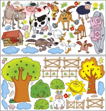 Matricák vidám udvar - nagy készlet 1,6m2